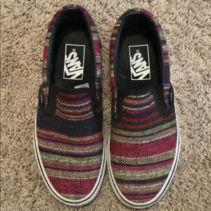 Color striped slip on vans